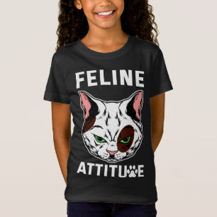 T-Shirt Feline Attitude Chat Mood Caractère animal de comp