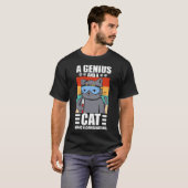 T-shirt Feline Chat A Genius and a Cat What a Combination (Devant entier)
