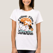 T-shirt Feline fin au soleil - Chat Tropical relaxé (Devant)