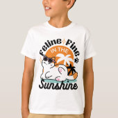 T-shirt Feline fin au soleil - Chat Tropical relaxé (Devant)