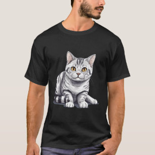T-shirt Feline Fun Jouant Dessiné Américain Shorthair