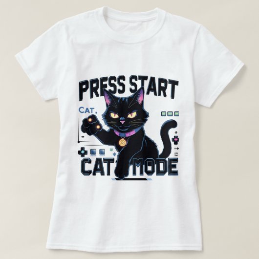 T-shirt Feline Gamer | Conception de jeu Cute Kitty (Design devant)