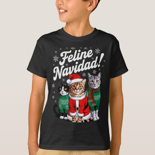 T-shirt Feline Navidad Funny Cat Christmas Holiday Xmas Sa (Devant)