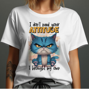 T-shirt Feline Rebel : Chat Bleu Aux Yeux Jaunes