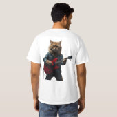 T-shirt Feline Rocker Jouer de la guitare (Dos entier)