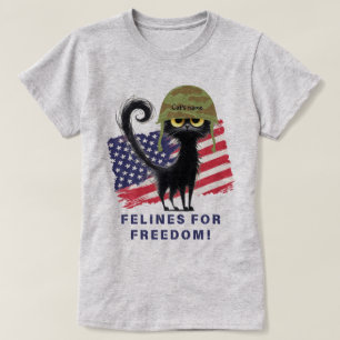 T-shirt FELINES POUR LA LIBERTÉ, Chat Patriotique dans le