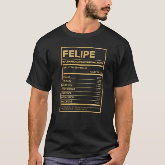 T-shirt Felipe Nutrition Information Quantité Par Service (Devant)