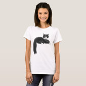 T-shirt Felix noir et blanc chemise adaptée par chat (Devant entier)