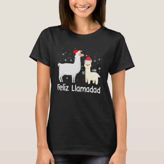 T-shirt Feliz Llamadad Père Noël Llama Fleece Navidad Alpa (Devant)