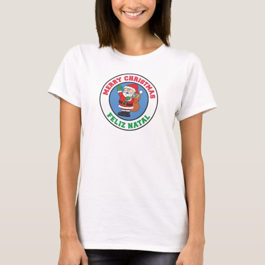 T-shirt Feliz Natal Joyeux Noël Père Noël (Devant)