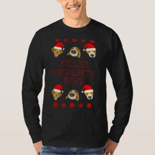 T-shirt Feliz Naughty Dog Ugly Christmas Sweater Style