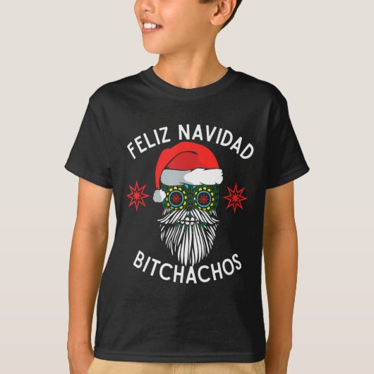 T-shirt Feliz Navidad Achos Funny Spanish Merry Christmas  (Devant)
