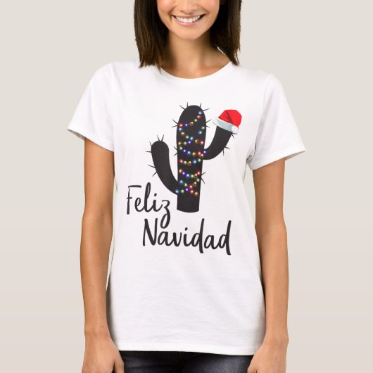 T-shirt Feliz Navidad Cactus Pajamas de Noël Family Ligh (Devant)
