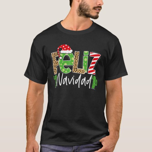T-shirt Feliz Navidad Cactus Spanish Christmas Matching Pa (Devant)