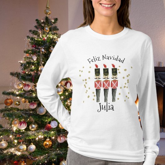T-shirt Feliz Navidad Ladies Christmas Shirt With Name