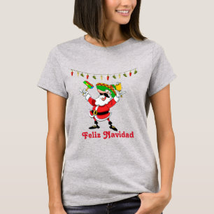 T-shirt Feliz Navidad Mexicana Père Noël Avec Lumières De