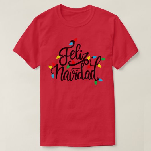 T-shirt Feliz Navidad Noël Lumière Joyeux Noël (Design devant)