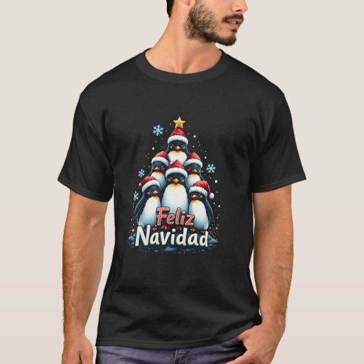T-shirt Feliz Navidad Penguin Girls Boys Funny Christmas T (Devant)