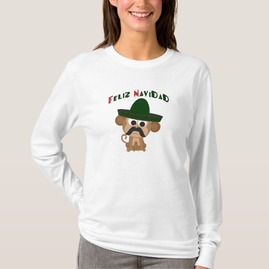 T-shirt Feliz Navidad ! Singe mignon (Devant)