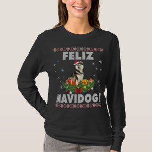 T-shirt Feliz Navidog Chien sibérien Husky Chien laide Chr