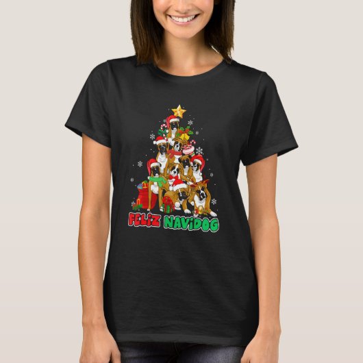 T-shirt Feliz Navidog Feliz Navidad Christmas Boxer Dog (Devant)