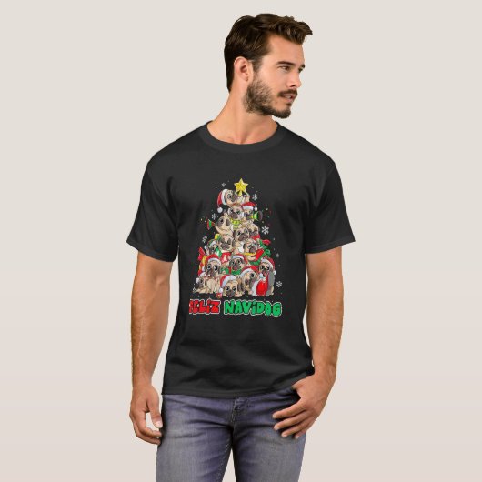 T-shirt Feliz Navidog Feliz Navidad Christmas Pug Dog (Devant entier)