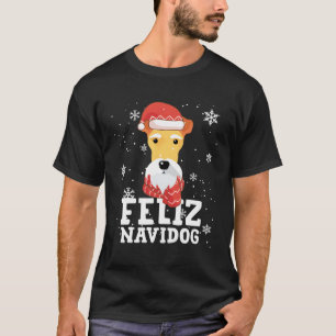 T-shirt Feliz Navidog Fox Terrier Wire Chien drôle Noël