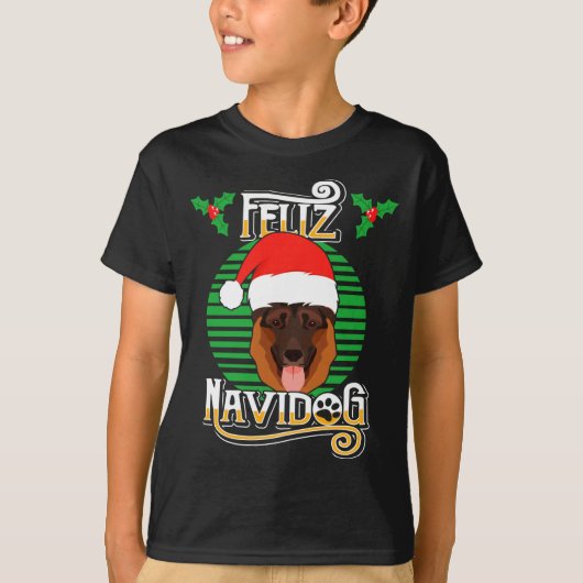 T-shirt Feliz Navidog German Shepherd Dog Holiday Merry Ch (Devant)