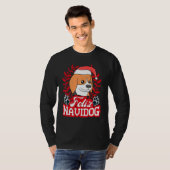 T-shirt Feliz Navidog Navidad Beagle Santa Hat Joyeux Chri (Devant entier)