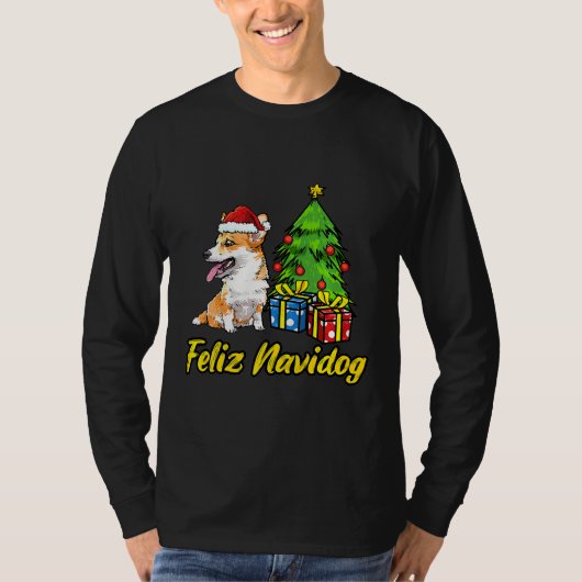 T-shirt Feliz Navidog Welsh Corgi Santa Hat Noël (Devant)