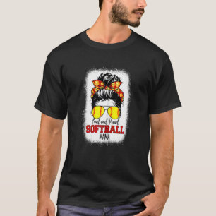 T-shirt Femen Loud & Fier Softball Mama Messy Bun Mama B