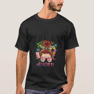 T-shirt Femens Beach Life Messy Bun Red Hair Summer Viber