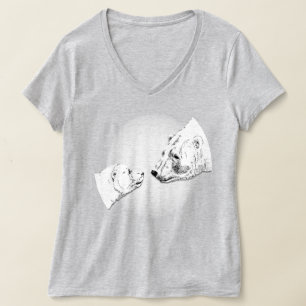 T-shirt féminin à motif ours polaire, baiser d'our