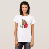 T-shirt féminin avec le papillon Monarque sur la r (Devant entier)