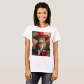 T-shirt féminin branché avec chat Cool rouge (Devant entier)