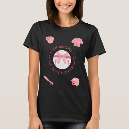 T-shirt féminin de baseball mignon sur mesure (Devant)