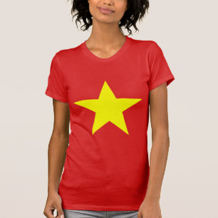 T-shirt féminin de la vedette jaune du drapeau vi