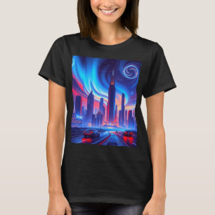 T-shirt féminin de la ville futuriste