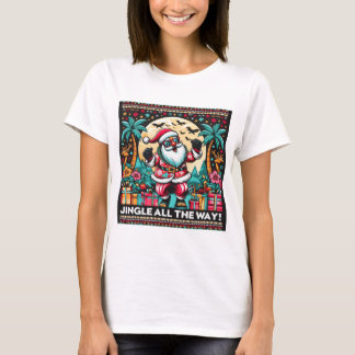 T-shirt féminin de Noël tropical Père Noël