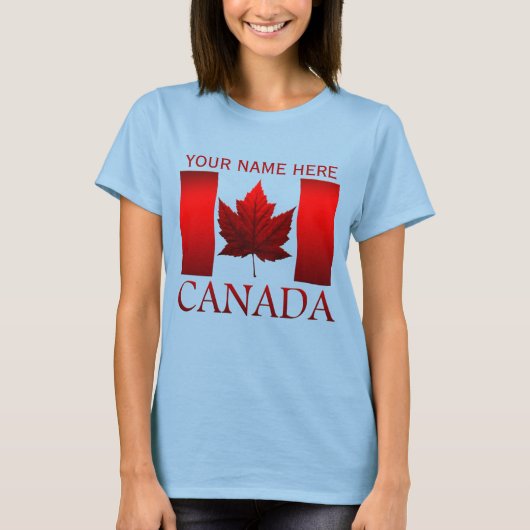 T-shirt féminin personnalisé avec drapeau du Canad (Devant)