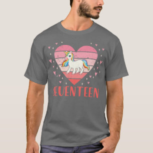 T-shirt Femme 17 Année Vieux Cute Unicorn Anniversaire Fil