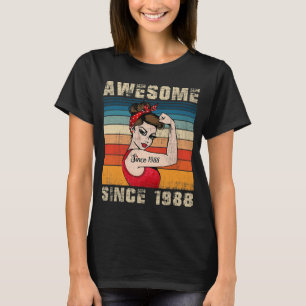 T-shirt Femme 35 ans Awesome depuis 1988 35e anniversaire