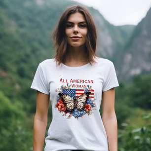 T-shirt femme 4 juillet papillon patriotique