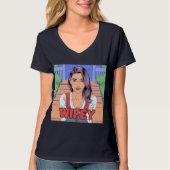 T-shirt Femme à col V (Devant)