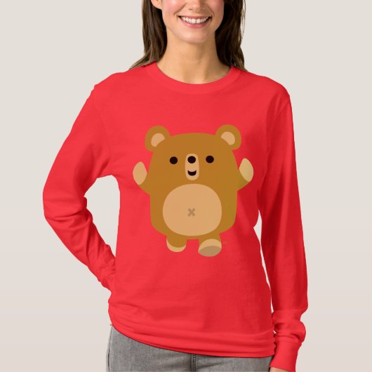 T-shirt femme adorable Cartoon Affectueux Ours (Devant)