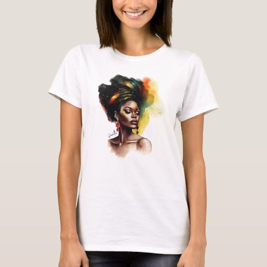 T-shirt Femme afrocentrique aux couleurs vibrantes (Devant)
