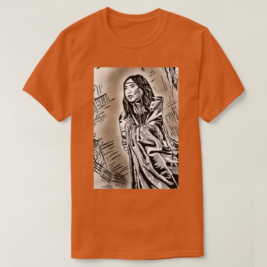 T-shirt Femme Amérindienne En Encre Noire Et Graphi (Design devant)