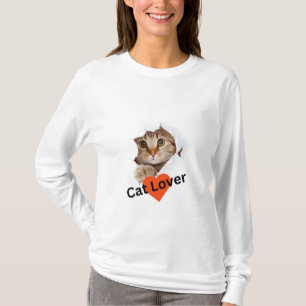 T-shirt femme Amoureux des chats blanche mignonne