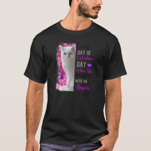 T-shirt Femme Angora Chat Maman Valentines Jour Chat Mama