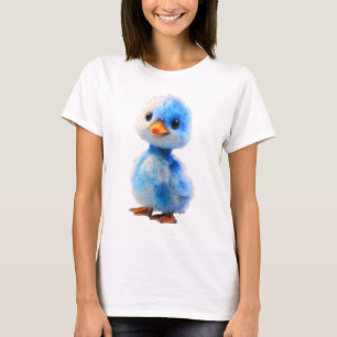 T-shirt Femme au Caneton Bleu Marbré Fluffy